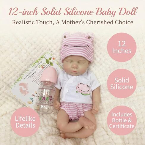 OtardDolls Silicone Reborn Baby Dolls 33cm Full Body Girl Lifelike Handmade Painted Dolls Silicone Reborn Babies for Kids in Saudi Arabia
