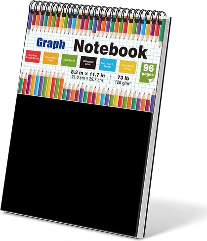 Graph Paper Notebook 8.3"× 11.7", 96 Pages 4x4 Quad Ruled, 120GSM Acid-Free No Bleed A4 Grid Paper Journal, Water Resistant Cover, Spiral Bound Lay-Flat for Math Engineering Drawing School Office in Saudi Arabia