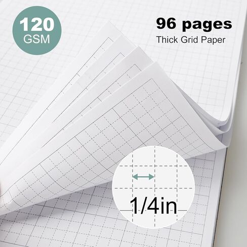Graph Paper Notebook 8.3"× 11.7", 96 Pages 4x4 Quad Ruled, 120GSM Acid-Free No Bleed A4 Grid Paper Journal, Water Resistant Cover, Spiral Bound Lay-Flat for Math Engineering Drawing School Office in Saudi Arabia