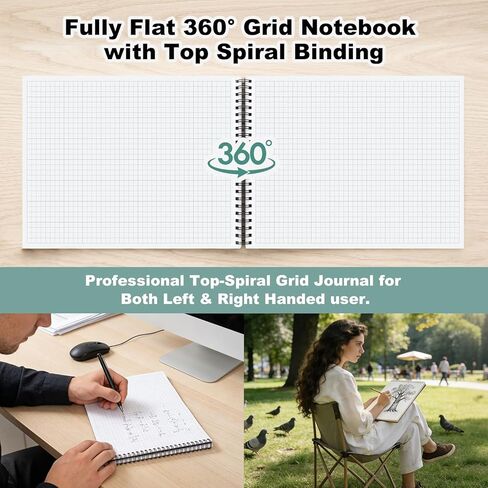 Graph Paper Notebook 8.3"× 11.7", 96 Pages 4x4 Quad Ruled, 120GSM Acid-Free No Bleed A4 Grid Paper Journal, Water Resistant Cover, Spiral Bound Lay-Flat for Math Engineering Drawing School Office in Saudi Arabia