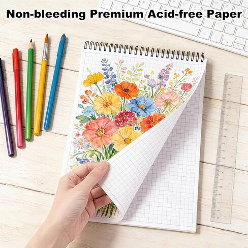 Graph Paper Notebook 8.3"× 11.7", 96 Pages 4x4 Quad Ruled, 120GSM Acid-Free No Bleed A4 Grid Paper Journal, Water Resistant Cover, Spiral Bound Lay-Flat for Math Engineering Drawing School Office in Saudi Arabia