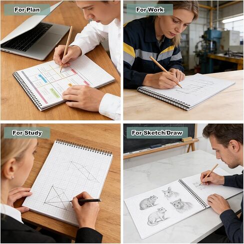 Graph Paper Notebook 8.3"× 11.7", 96 Pages 4x4 Quad Ruled, 120GSM Acid-Free No Bleed A4 Grid Paper Journal, Water Resistant Cover, Spiral Bound Lay-Flat for Math Engineering Drawing School Office in Saudi Arabia