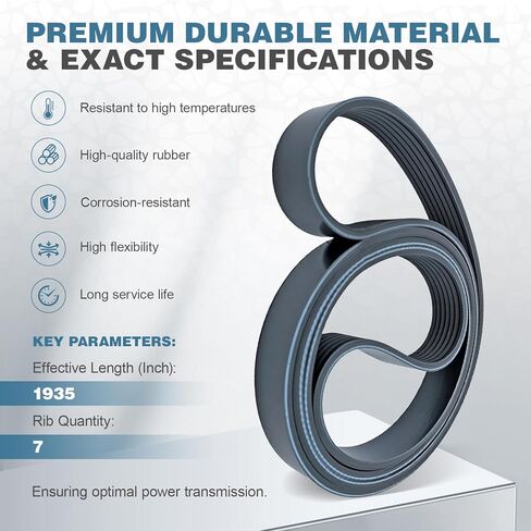 Durable Engine Serpentine Drive V-Ribbed Belt - Compatible with Toyota Camry 2002-2006 RAV4 2001-2005 Highlander 2001-2007 Solara 2002-2008 Scion tC 2005-2006 xB 2008-2011 L4 2.0L 2.4L 7PK1935 in Saudi Arabia