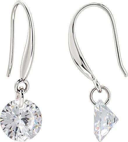 925 Sterling Silver 3ct Diamond Imitation Cubic Zirconia Crystal Dangling Earrings, White in Saudi Arabia