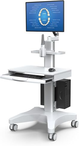 BEWISER Trolley Cart with Monitor Mount & Telescopic Keyboard Tray & Oral Scanner Holder Height Adjustable Mobile Workstation for Office, Lab & Beauty Salons,Factories in Saudi Arabia