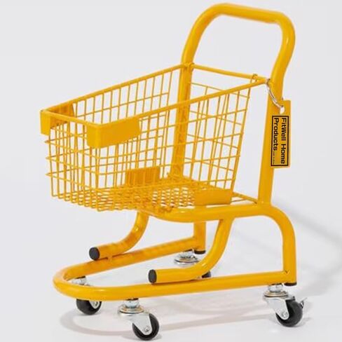 FitWell Mini Shopping Cart Dolls Holder, Simulate Grocery Trolley Handcart, Decorative Ornaments Colorful Metal Shopping Utility Cart Mode on Wheels for Holder Desk Accessories for Storage (Red) in Saudi Arabia