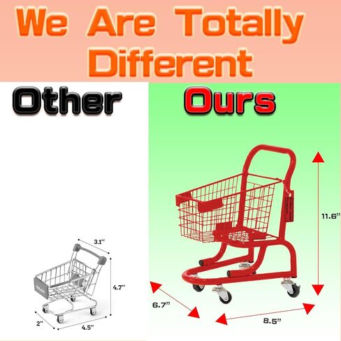 FitWell Mini Shopping Cart Dolls Holder, Simulate Grocery Trolley Handcart, Decorative Ornaments Colorful Metal Shopping Utility Cart Mode on Wheels for Holder Desk Accessories for Storage (Red) in Saudi Arabia