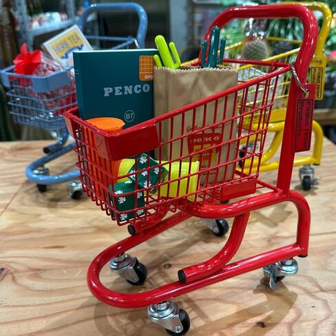 FitWell Mini Shopping Cart Dolls Holder, Simulate Grocery Trolley Handcart, Decorative Ornaments Colorful Metal Shopping Utility Cart Mode on Wheels for Holder Desk Accessories for Storage (Red) in Saudi Arabia