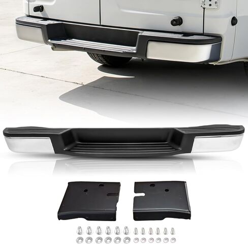 JSBOYAT Anti- Rust One Piece Chrome Rear Bumper Assembly Compatible with 2012-2021 Nissan NV1500 NV2500 NV 3500 w/o Sensor Hole NI1102158 in Kuwait