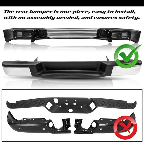JSBOYAT Anti- Rust One Piece Chrome Rear Bumper Assembly Compatible with 2012-2021 Nissan NV1500 NV2500 NV 3500 w/o Sensor Hole NI1102158 in Kuwait