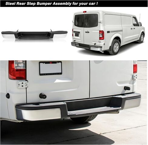 JSBOYAT Anti- Rust One Piece Chrome Rear Bumper Assembly Compatible with 2012-2021 Nissan NV1500 NV2500 NV 3500 w/o Sensor Hole NI1102158 in Kuwait
