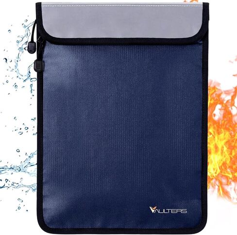 Upgraded Two Pockets Fireproof Document Bag (2000℉), 15"x 11" Fire Proof Bag for Documents with Zipper, Waterproof Document Pouch for Valuables, Legal Documents Safe Storage (Grey) in Kuwait