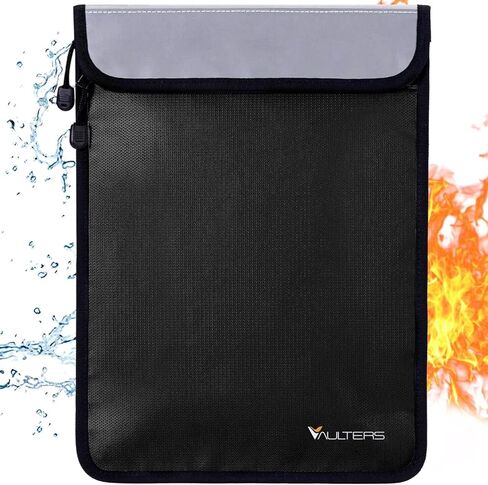 Upgraded Two Pockets Fireproof Document Bag (2000℉), 15"x 11" Fire Proof Bag for Documents with Zipper, Waterproof Document Pouch for Valuables, Legal Documents Safe Storage (Grey) in Kuwait