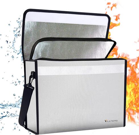 Upgraded Two Pockets Fireproof Document Bag (2000℉), 15"x 11" Fire Proof Bag for Documents with Zipper, Waterproof Document Pouch for Valuables, Legal Documents Safe Storage (Grey) in Kuwait
