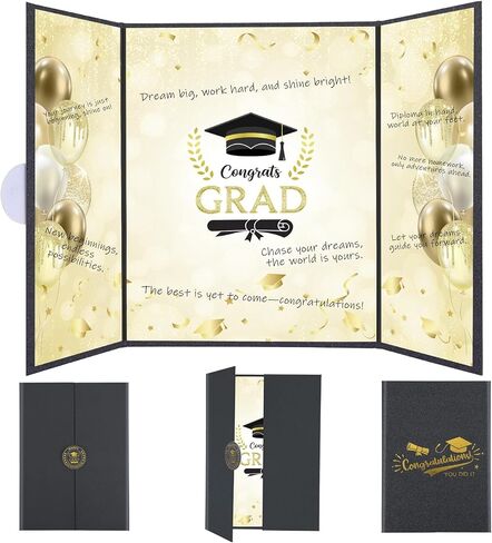 Thboxes Graduation Guest Book 2026 Class Signature Book Black and Gold - Graduation Decorations Grad Signing Card Board for College High School Ceremonies in Saudi Arabia