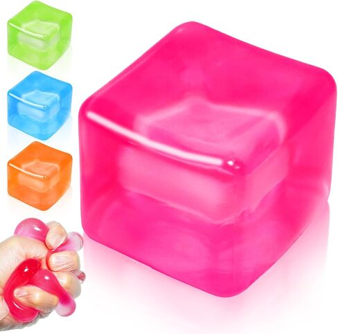 Fidget Toy Stress Cube, High Density Squishy Slow Rising Sensory Cube, Anxiety Relief Squeeze Toys for Kids Adults Teens, Classroom Prize & Party Favor Stress Balls (Pink) in Saudi Arabia