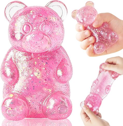 Bear Sugar Squishy Ball, Slow Rising High Density Stress Balls, Soft Sensory Toys Anxiety Relief Focus Toy for Kids Adults, Squeeze Balls Party for Favors Birthday Gifts (A-Blue) in Saudi Arabia