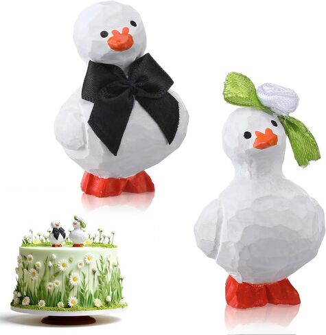 Thenshop Wedding Bride and Groom Cake Topper Funny Wood Bird Cake Topper Rustic Vintage Animal Theme Wedding for Engagement Party Couple Statue Desk Decoration Anniversary in Kuwait