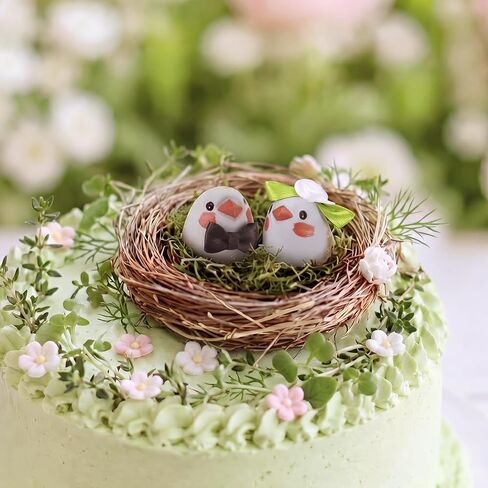 Thenshop Wedding Bride and Groom Cake Topper Funny Wood Bird Cake Topper Rustic Vintage Animal Theme Wedding for Engagement Party Couple Statue Desk Decoration Anniversary in Kuwait