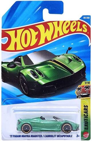 Hot Wheels '17 Pagani Huayra Roadster Die-Cast Toy Vehicle, Exoticars 7/10, 101/250 (Green) in Kuwait