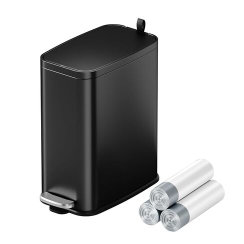 Small Bathroom Trash Can with Lid Soft Close, Step Pedal, 1.6 Gallon White Stainless Steel Garbage Can with Removable Inner Bucket, Includes 60 Trash Bags for Home Bedroom in Saudi Arabia