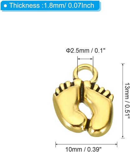 PATIKIL 50pcs Footprint Charm Mini Footprint Pendant Charm Bulk Metal Cute DIY for Jewelry Making Bracelets in Saudi Arabia