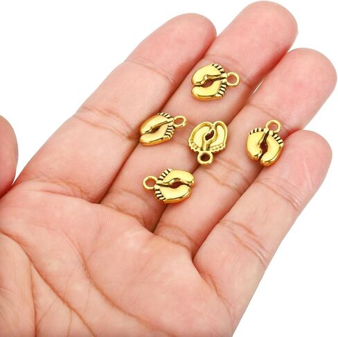 PATIKIL 50pcs Footprint Charm Mini Footprint Pendant Charm Bulk Metal Cute DIY for Jewelry Making Bracelets in Saudi Arabia
