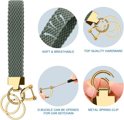 Meliya Keychain Wristlet, Stretchy Key Chain for Car Keys with 2 Keyrings&D-ring, Cute Braided Wrist Bracelet for Women Men in Saudi Arabia
