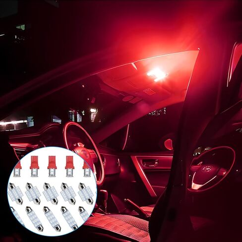 Zpana 24PCS Car Interior LED Light Kit, T10 31mm 42 mm Bulb Dome Map Door Side Marker Light Set, Auto Interior License Plate Trunk Lamp Replacement Bulb Kit, Universal for SUV Van Truck (Red) in Kuwait