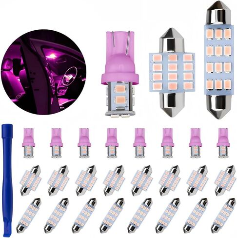 Zpana 24PCS Car Interior LED Light Kit, T10 31mm 42 mm Bulb Dome Map Door Side Marker Light Set, Auto Interior License Plate Trunk Lamp Replacement Bulb Kit, Universal for SUV Van Truck (Red) in Kuwait