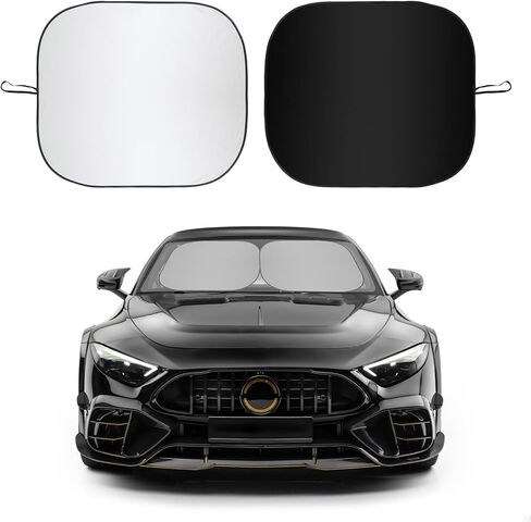 2 PCS Car Windshield Sun Shade, 24"×29" Reflective Auto Front Window Sunshade for Sun & Heat Protection, Foldable Windshield Cover UV Rays Blocker for Sedan SUV Truck (S) in Saudi Arabia
