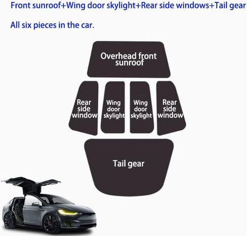 مجموعة Unifizz Tesla Model X Sunshade مكونة من 6 قطع، مناسبة خصيصًا للطراز X لعام 2016، تتضمن السقف الأمامي، وأبواب Falcon Wing، والجانب الخلفي، ومظلات شمسية للباب الخلفي مع حقيبة تخزين in Kuwait