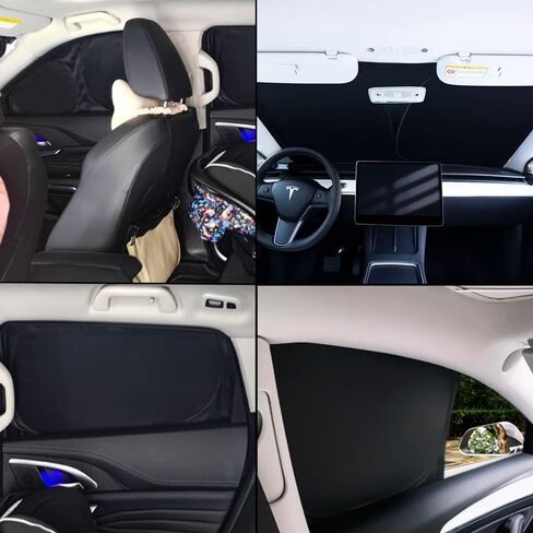 مجموعة Unifizz Tesla Model X Sunshade مكونة من 6 قطع، مناسبة خصيصًا للطراز X لعام 2016، تتضمن السقف الأمامي، وأبواب Falcon Wing، والجانب الخلفي، ومظلات شمسية للباب الخلفي مع حقيبة تخزين in Kuwait
