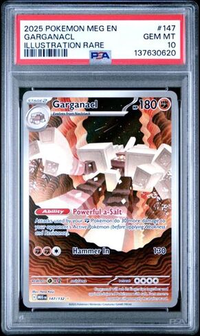 Graded 2025 PKM MEG EN Garganacl #147 Illustration Rare Trading Card Game PSA 10 Gem Mint in Saudi Arabia