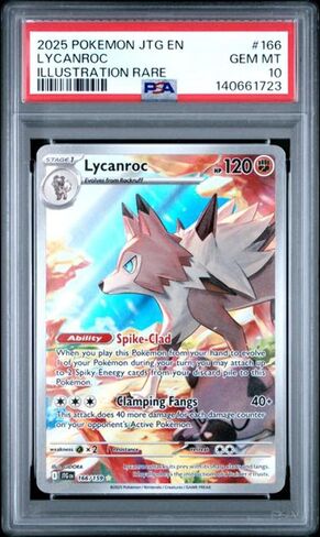 Graded 2025 PKM JTG EN Lycanroc #166 Illustration Rare Trading Card Game PSA 10 Gem Mint in Saudi Arabia