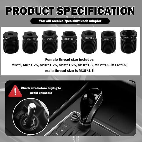 7 قطع محول مقبض ناقل الحركة، محول مقبض ناقل الحركة يتضمن M6، M8/M10/M12*1.25، M10/M12/M14*1.5، محولات مقابض النقل العالمية ملحقات السيارة للنقل اليدوي in Kuwait