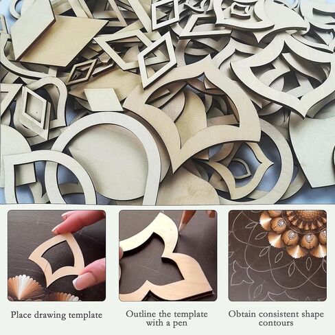 DAFENCHI 364 Pcs Wooden Mandala Painting Stencils, Dot Drawing Tools for Mandala Patterns, Drawing Stencils for Wood & Flat Surfaces, Portable Art Drawing Kit Painting Template in Kuwait