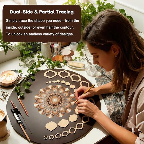 DAFENCHI 364 Pcs Wooden Mandala Painting Stencils, Dot Drawing Tools for Mandala Patterns, Drawing Stencils for Wood & Flat Surfaces, Portable Art Drawing Kit Painting Template in Kuwait