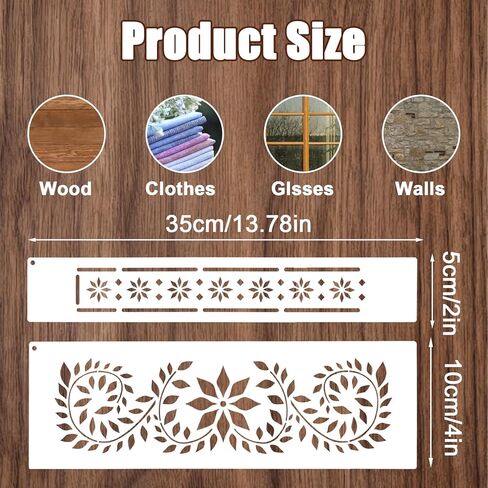 8Pcs Stencils for Painting on Wood, Ymapinc Flower Wall Stencil, Reusable Patterns Flower Stencil for Wood Burning, Paint Stencils for Walls/Home Decor/Canvas/Crafts DIY in Kuwait