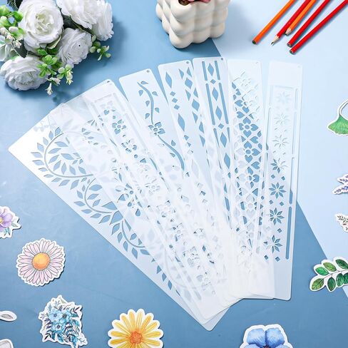 8Pcs Stencils for Painting on Wood, Ymapinc Flower Wall Stencil, Reusable Patterns Flower Stencil for Wood Burning, Paint Stencils for Walls/Home Decor/Canvas/Crafts DIY in Kuwait