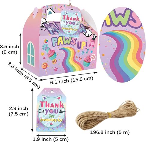HAPPARTY Colorful Magical Cat Party Favor Gift Boxes for 24 Guest, Meow Theme Table Centerpieces Cutie Kitten Decorations Supplies for Birthday Baby Shower in Saudi Arabia