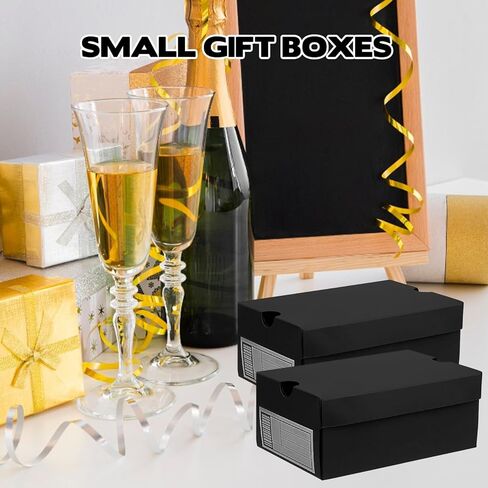 24 Pack Mini Sneaker Boxes for Party Favors 6.1 x 3.9 x 2.6 Inch Mini Shoe Gifts Boxes for Candies Cookies Snacks Sports Small Gift Case with Label for Wedding , Holiday, Birthday Party Favor (Black) in Saudi Arabia