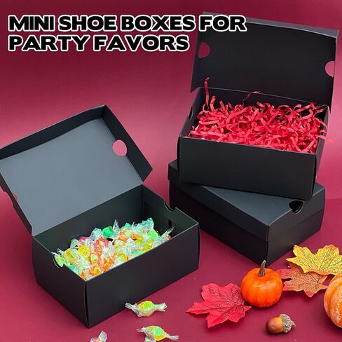 24 Pack Mini Sneaker Boxes for Party Favors 6.1 x 3.9 x 2.6 Inch Mini Shoe Gifts Boxes for Candies Cookies Snacks Sports Small Gift Case with Label for Wedding , Holiday, Birthday Party Favor (Black) in Saudi Arabia