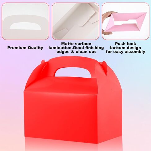 48 Pack Rainbow Gable Boxes for Party Favors, Colorful Party Favor Treat Boxes, Goodie Boxes, Gable Paper Gift Boxes with Handles - Perfect for Rainbow Party Decoration Supplies (6.3x3.5x3.5 Inches) in Kuwait