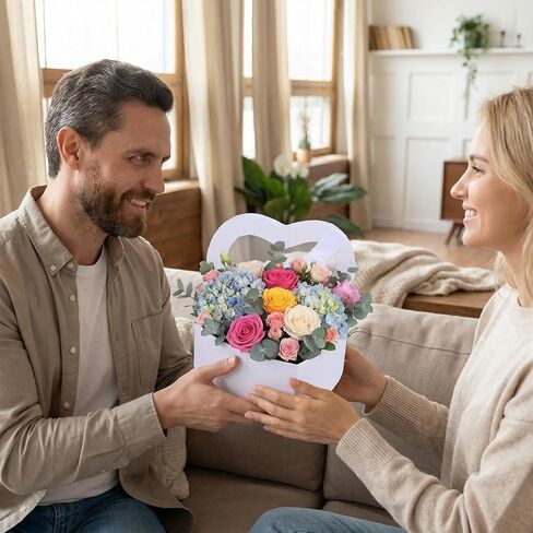 Kenaoeo 4 Pcs Heart Shaped Box for Flowers Set with Clear Lids and Bows White Nesting Gift Boxes for Floral Arrangements, Valentine's Day, Wedding, Mother's Day Presents in Saudi Arabia
