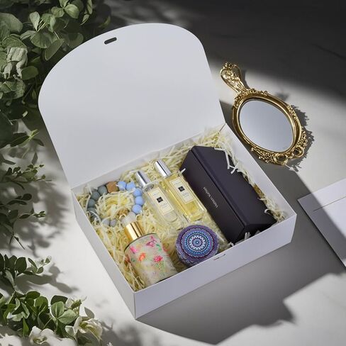 24 Pack Gift Boxes with Lids, 10.6x7.8x3.1 Inch Groomsmen Proposal Box, Luxury Black Gift Box with Ribbon for Wedding, Packaging, Present, Birthday (White) in Saudi Arabia