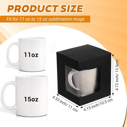 Douaowoc 36 Pcs Mug Boxes for Gifts Black Mug Boxes with Clear Window for Coffee Cup Packaging Shipping Exhibition for 11 oz - 15 oz Blank Gift Christmas Wrapping Craft (Black) in Saudi Arabia