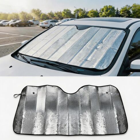 Windshield Sunshade Car Foldable UV Ray Reflector Auto Front Windshield Sun Shade Foldable,Keeps Vehicle Cool ((55" x 23.6 ") in Kuwait