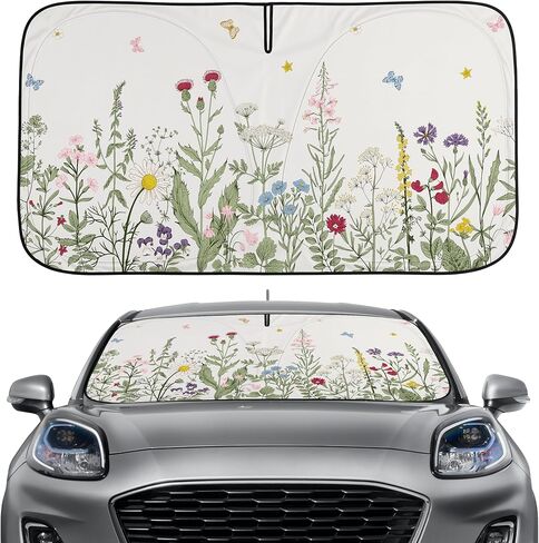 Ocean Beach Windshield Sun Shade Funny Starfish Car Shades for Front Windows Foldable Blocks Heat and UV Rays Sun Visor Protector Sunshade for Car Truck SUV (Coastal, 63.8''L x 33.5''W) in Kuwait