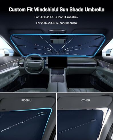 Windshield Sun Shade Umbrella for Subaru Crosstrek/Impreza 2018-2026,Subaru Crosstrek 2017, Foldable Front Window Sun Shade, Titanium Silver Coating for UV Ray Block,Keep Car Cool in Kuwait